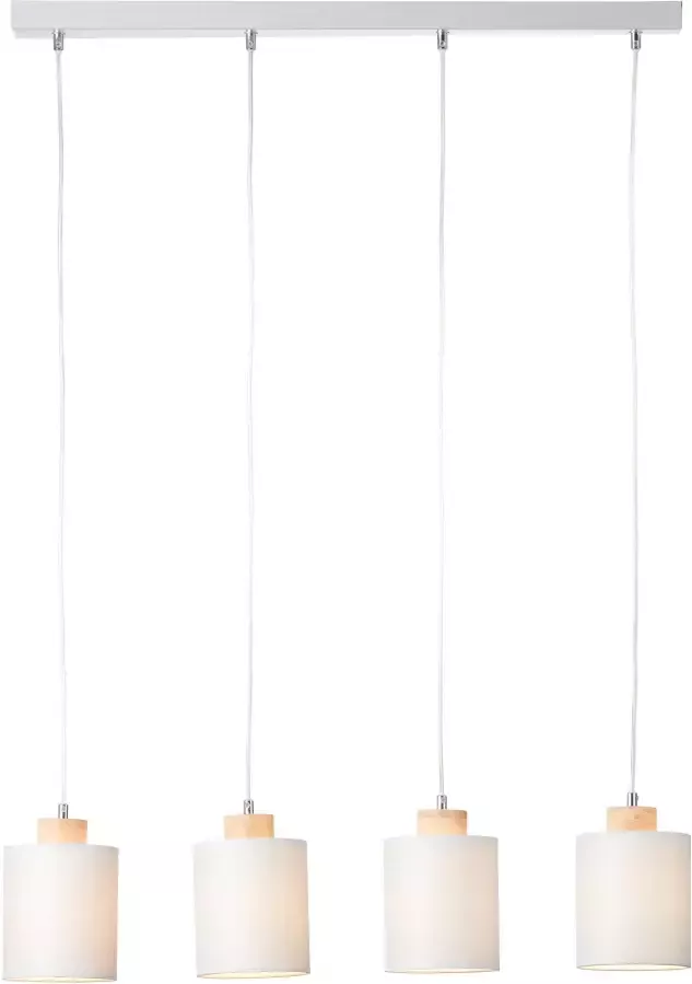 Brilliant Leuchten Hanglamp Vonnie Stoffen kappen 111 cm hoogte 80 cm breedte 4 x E27 in te korten grijs hout (1 stuk)