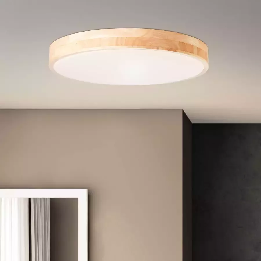 Brilliant Briljant Plafondlamp 49cm hout licht -Dimbaar lichtkleur instelbaar - Foto 5