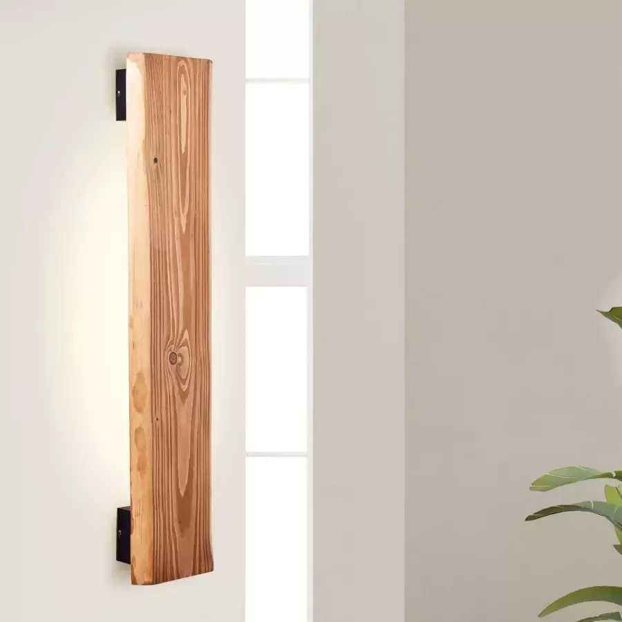 Brilliant Leuchten Led-wandlamp Feingold 100 cm hoogte hout metaal dennen gebeitst (1 stuk) - Foto 3