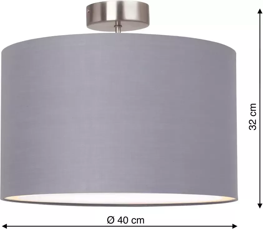 Brilliant Leuchten Plafondlamp Clarie 40 cm diameter e27 max. 60w met grijze stoffen kap metaal textiel - Foto 5