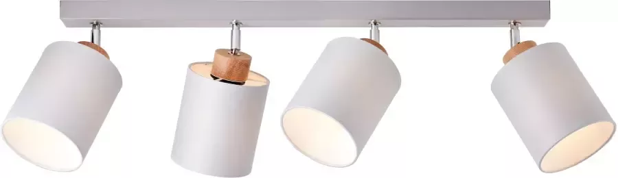 Brilliant Leuchten Plafondlamp Vonnie Stoffen kappen 85 cm breed 4 x E27 metaal hout textiel grijs hout (1 stuk) - Foto 6