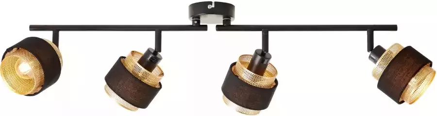 Brilliant Leuchten Plafondspot Grove Breedte 87 cm E14 metaal textiel zwart goudkleurig - Foto 5