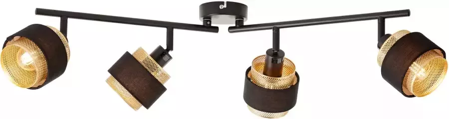 Brilliant Leuchten Plafondspot Grove Breedte 87 cm E14 metaal textiel zwart goudkleurig - Foto 6