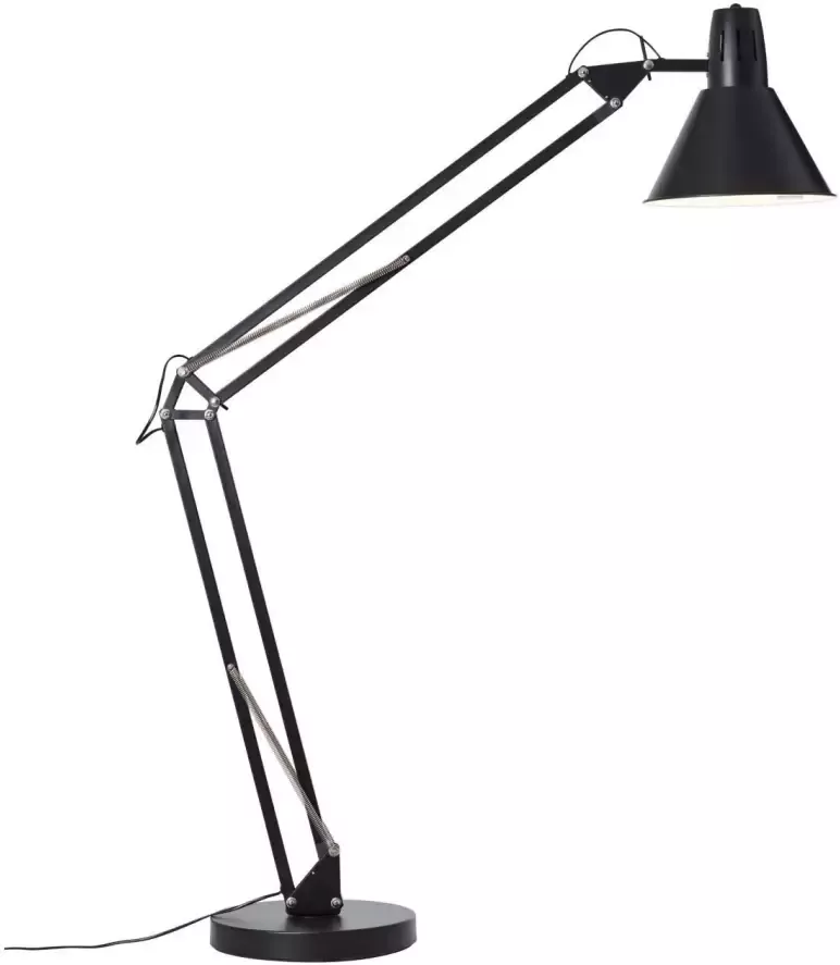 Brilliant Leuchten Staande lamp WInston 1 8m hoogte e27 max. 60 w draaibaar zwart metaal voetschakelaar - Foto 3