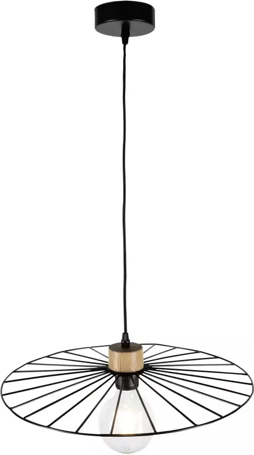 BRITOP LIGHTING Hanglamp ANTONELLA Decoratieve lamp van metaal met elementen van eikenhout (1 stuk)