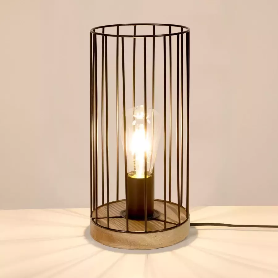 BRITOP LIGHTING Tafellamp Swan Decoratieve lamp van eikenhout FSC -gecertificeerd met draadkap (1 stuk) - Foto 1