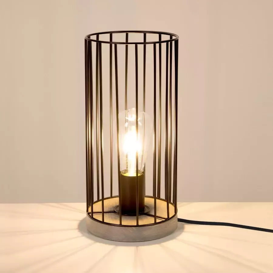 BRITOP LIGHTING Tafellamp Swan Decoratieve lamp van grenenhout FSC -gecertificeerd met draadkap (1 stuk) - Foto 1