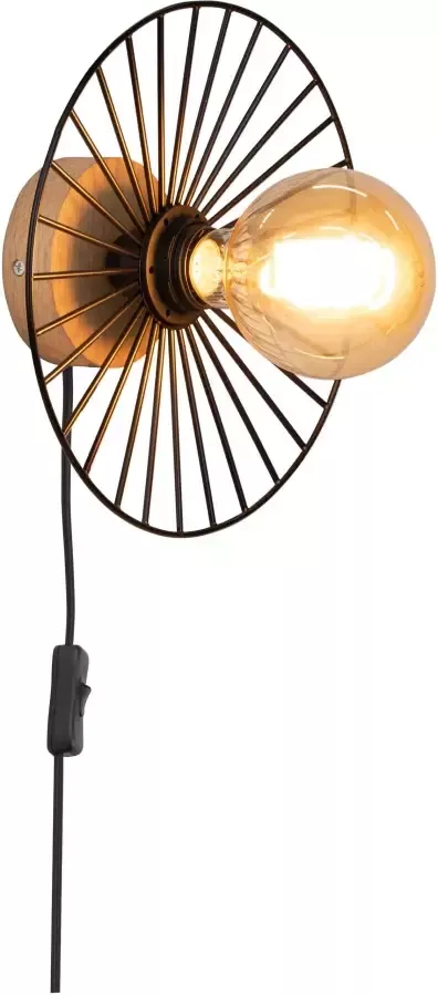 BRITOP LIGHTING Wandlamp ANTONELLA Decoratieve lamp van metaal met elementen van eikenhout (1 stuk) - Foto 2
