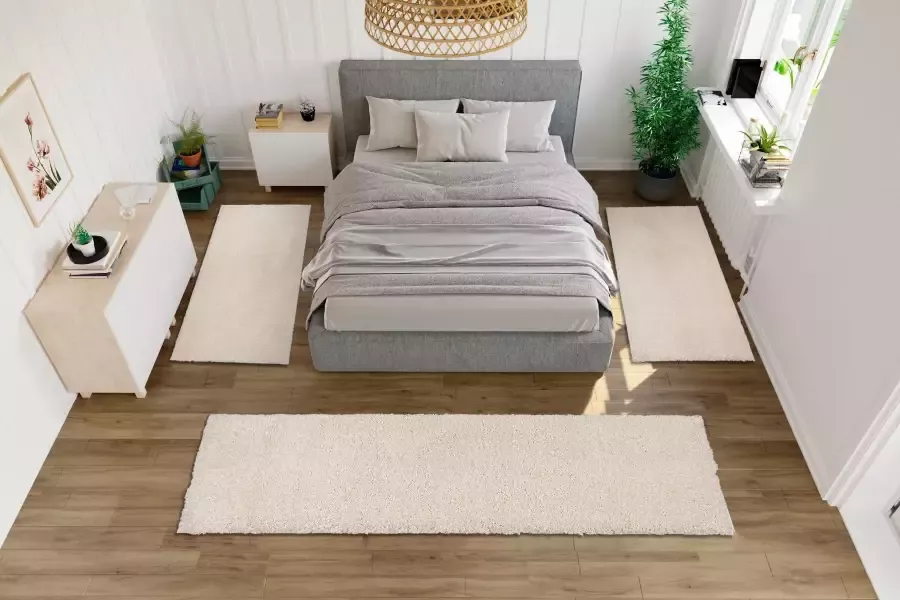 Bruno Banani Set slaapkamerkleedjes Shaggy Soft geweven unikleuren bijzonder zacht slaapkamerkleed loperset - Foto 4