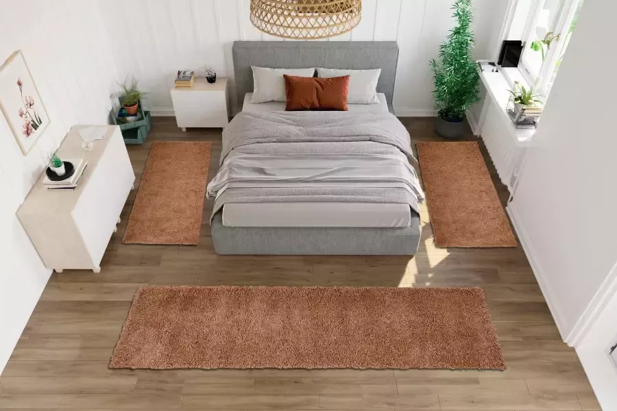 Bruno Banani Set slaapkamerkleedjes Shaggy Soft geweven unikleuren bijzonder zacht slaapkamerkleed loperset - Foto 4