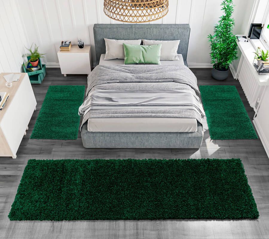 Bruno Banani Set slaapkamerkleedjes Shaggy Soft geweven unikleuren bijzonder zacht slaapkamerkleed loperset - Foto 3