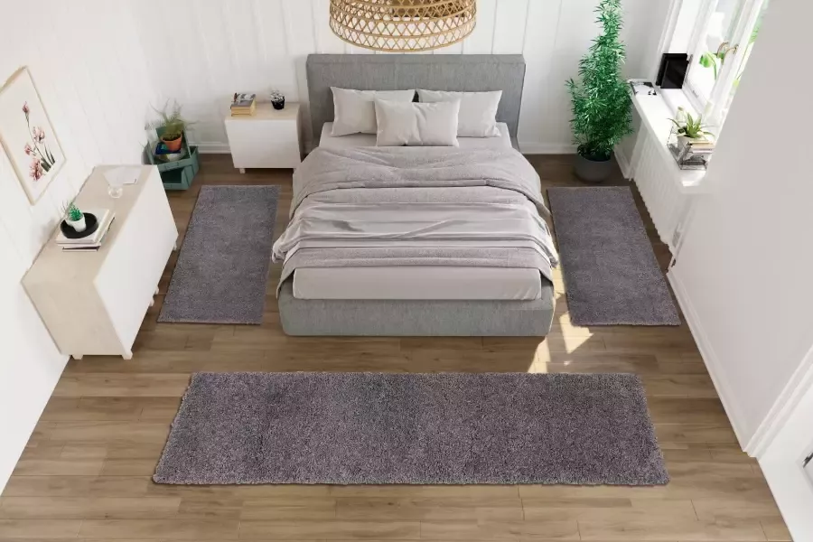 Bruno Banani Set slaapkamerkleedjes Shaggy Soft geweven unikleuren bijzonder zacht slaapkamerkleed loperset - Foto 4