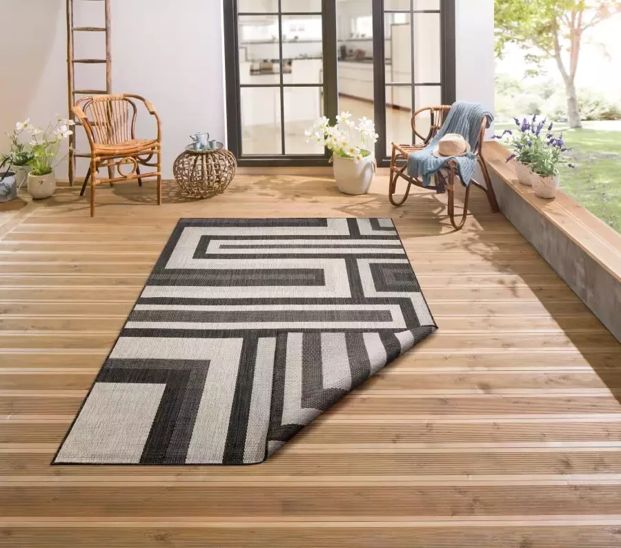 Bruno Banani Vloerkleed Cannes Tweezijdig te gebruiken kleed weerbestendig & uv-bestendig bijzonder plat