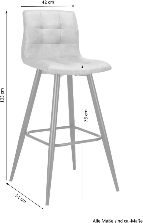 ByLIVING Barkruk Simone set van 2 vintage bruin of weefstof antraciet (set 2 stuks) - Foto 5