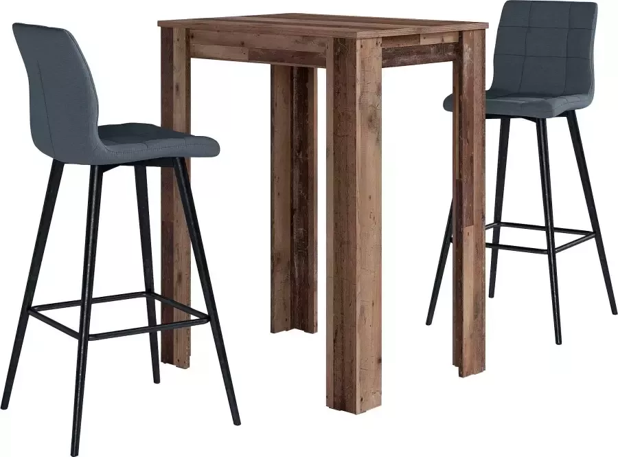 ByLIVING Barkruk Simone set van 2 vintage bruin of weefstof antraciet (set 2 stuks) - Foto 4