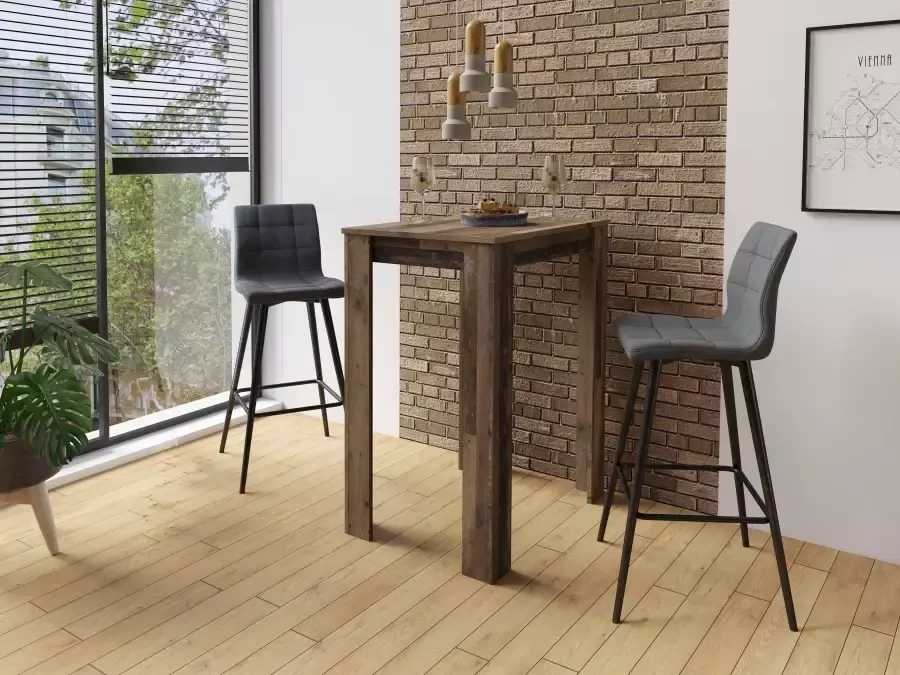 ByLIVING Barkruk Simone set van 2 vintage bruin of weefstof antraciet (set 2 stuks) - Foto 3