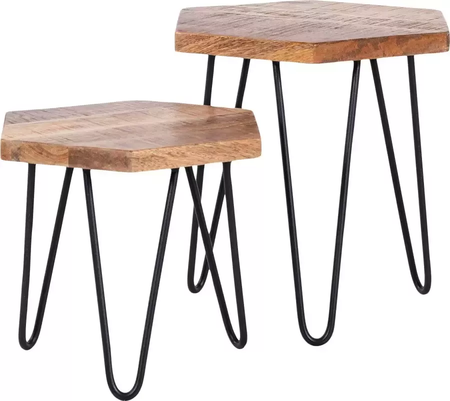 ByLIVING Bijzettafel Elea van massief hout bestaand uit 2 tafels - Foto 2