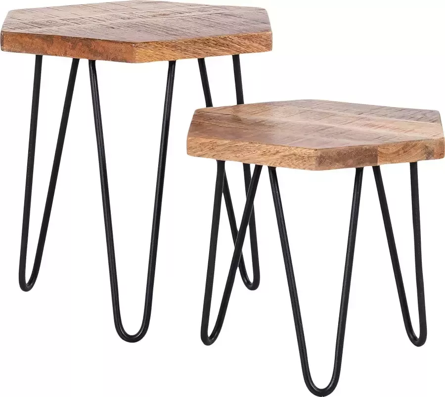 ByLIVING Bijzettafel Elea van massief hout bestaand uit 2 tafels - Foto 3