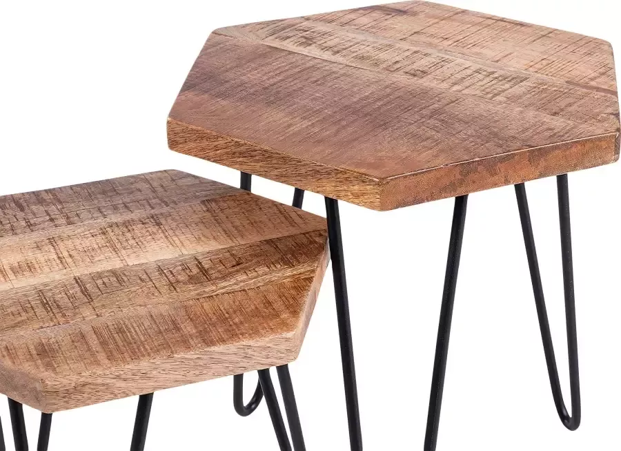 ByLIVING Bijzettafel Elea van massief hout bestaand uit 2 tafels - Foto 6