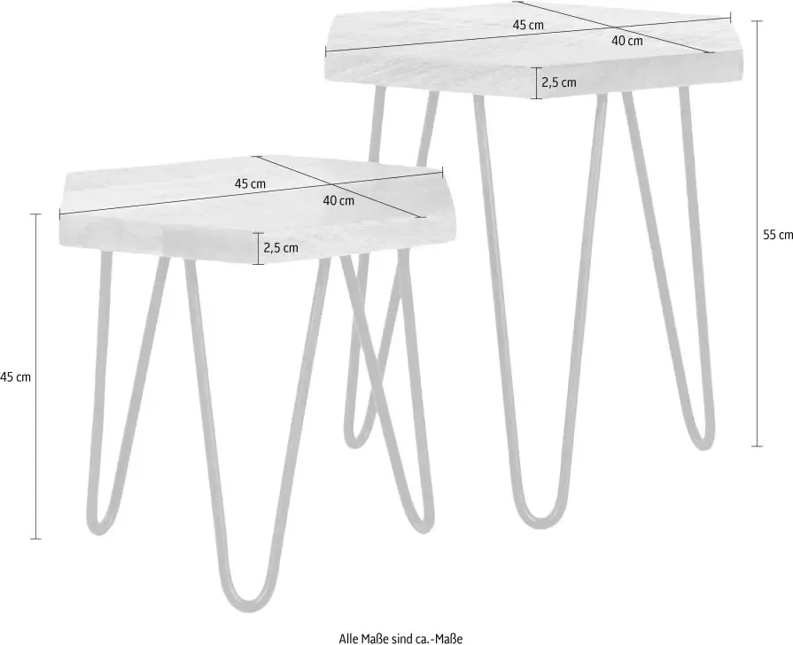 ByLIVING Bijzettafel Elea van massief hout bestaand uit 2 tafels - Foto 4