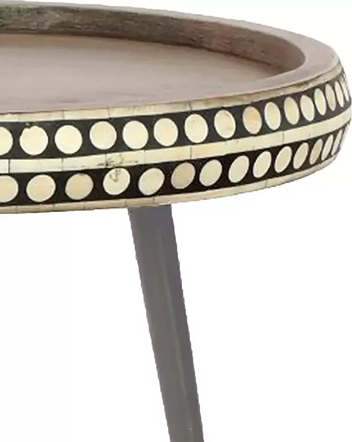 ByLIVING Bijzettafel Jana van massief hout met modern motief diameter 35 cm - Foto 3