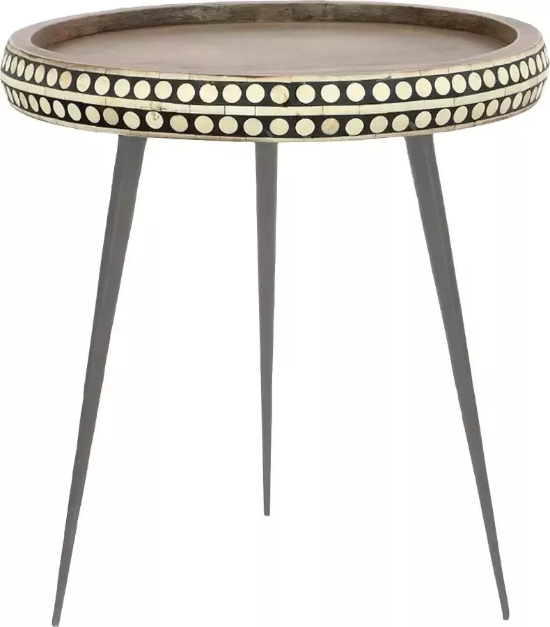 ByLIVING Bijzettafel Jana van massief hout met modern motief diameter 35 cm - Foto 2