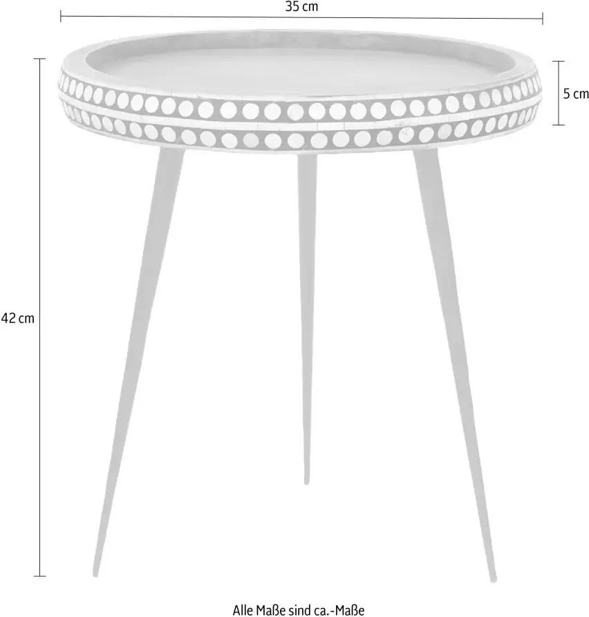 ByLIVING Bijzettafel Jana van massief hout met modern motief diameter 35 cm