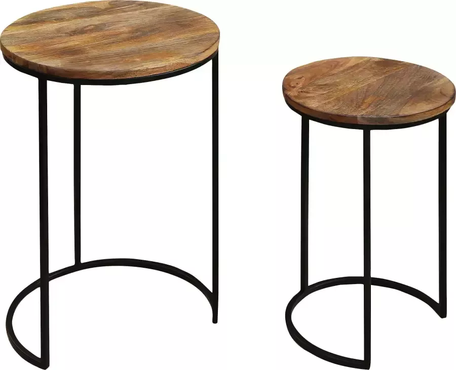 ByLIVING Bijzettafel Jaron van massief hout dubbele bijzettafel - Foto 3