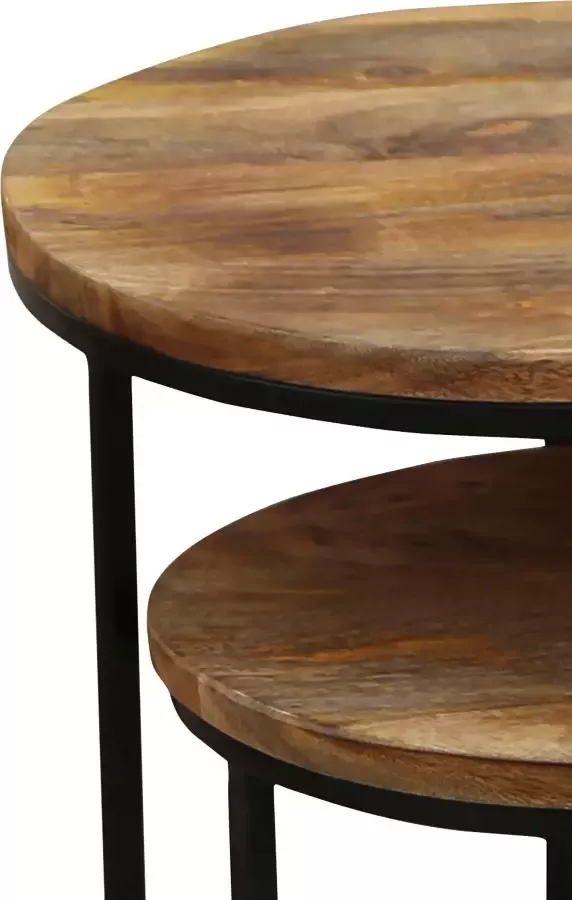 ByLIVING Bijzettafel Jaron van massief hout dubbele bijzettafel - Foto 6