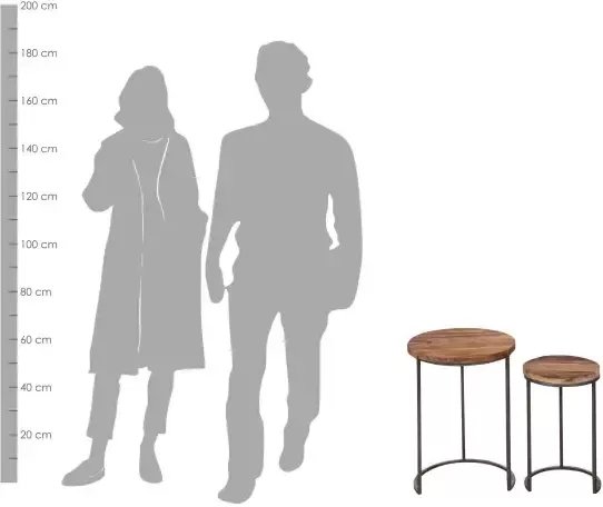 ByLIVING Bijzettafel Jaron van massief hout dubbele bijzettafel - Foto 8