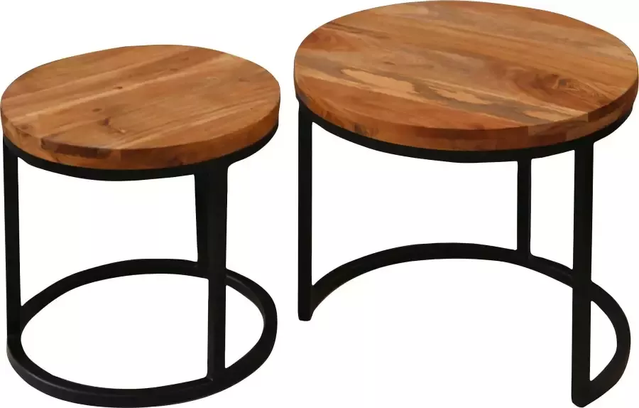 ByLIVING Bijzettafel Selma van massief hout dubbele bijzettafel - Foto 4