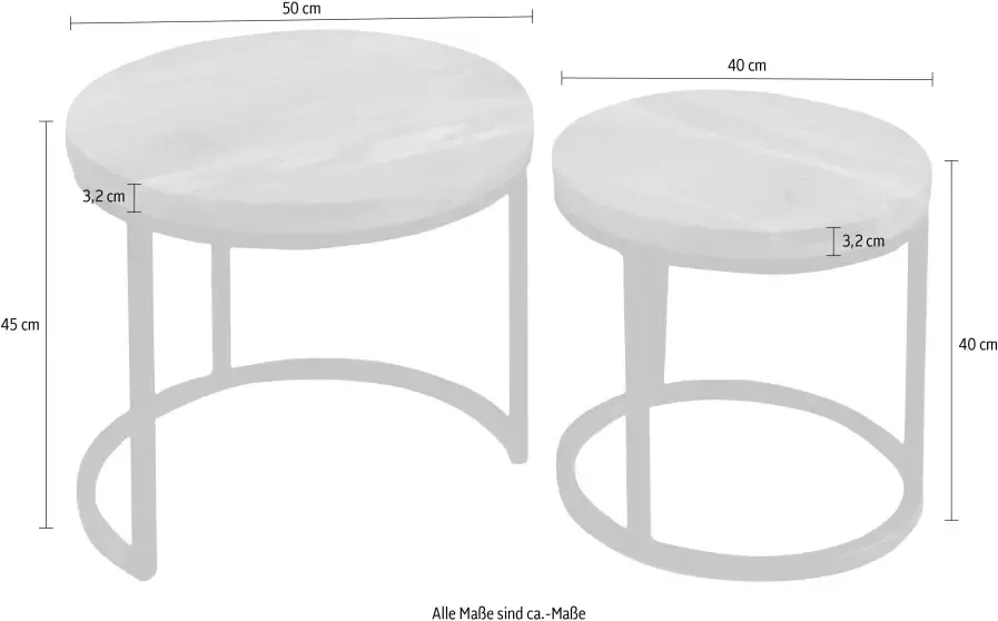 ByLIVING Bijzettafel Selma van massief hout dubbele bijzettafel - Foto 5