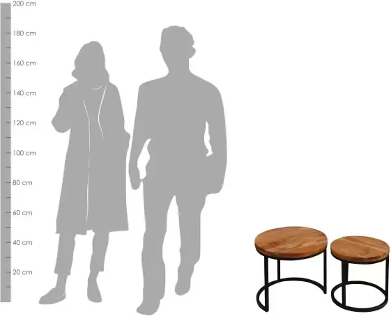 ByLIVING Bijzettafel Selma van massief hout dubbele bijzettafel - Foto 7