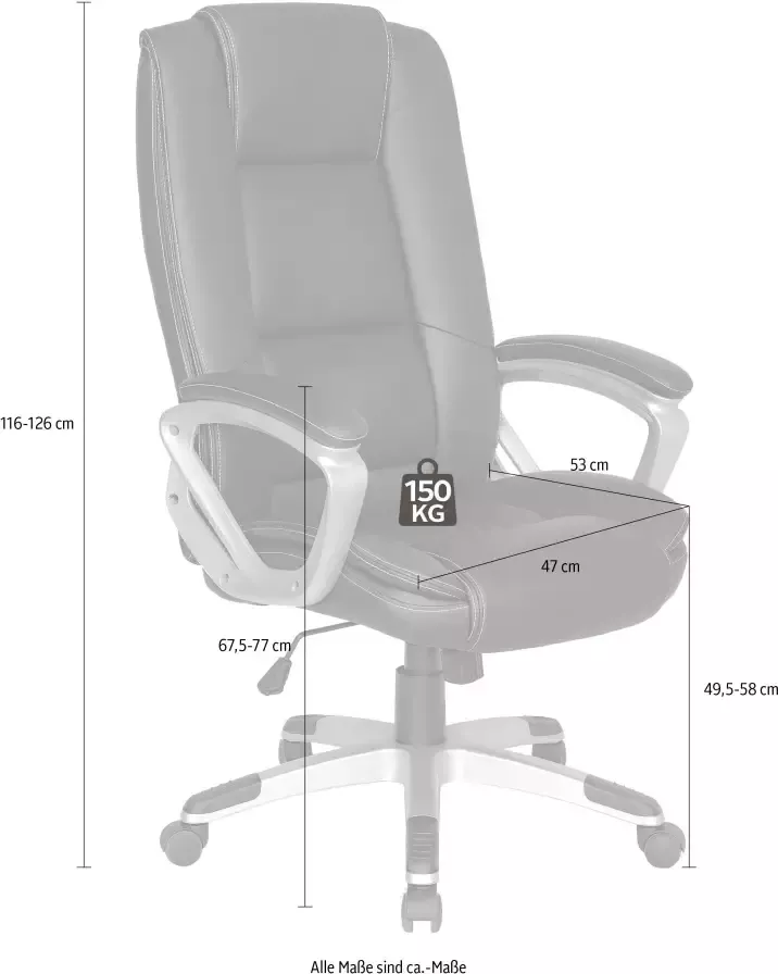 ByLIVING Bureaustoel Derek-XXL Belastbaar tot 150 kg comfortabele bureaustoel met kantelmechanisme - Foto 1