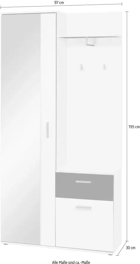 INOSIGN Compact kapstokmeubel Jakob met grote spiegel en planchet breedte 97 cm - Foto 2