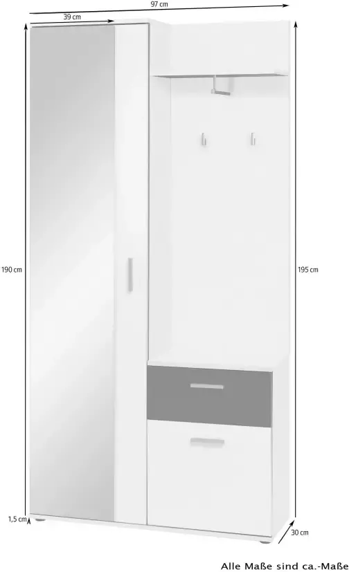 INOSIGN Compact kapstokmeubel Jakob met grote spiegel en planchet breedte 97 cm - Foto 3