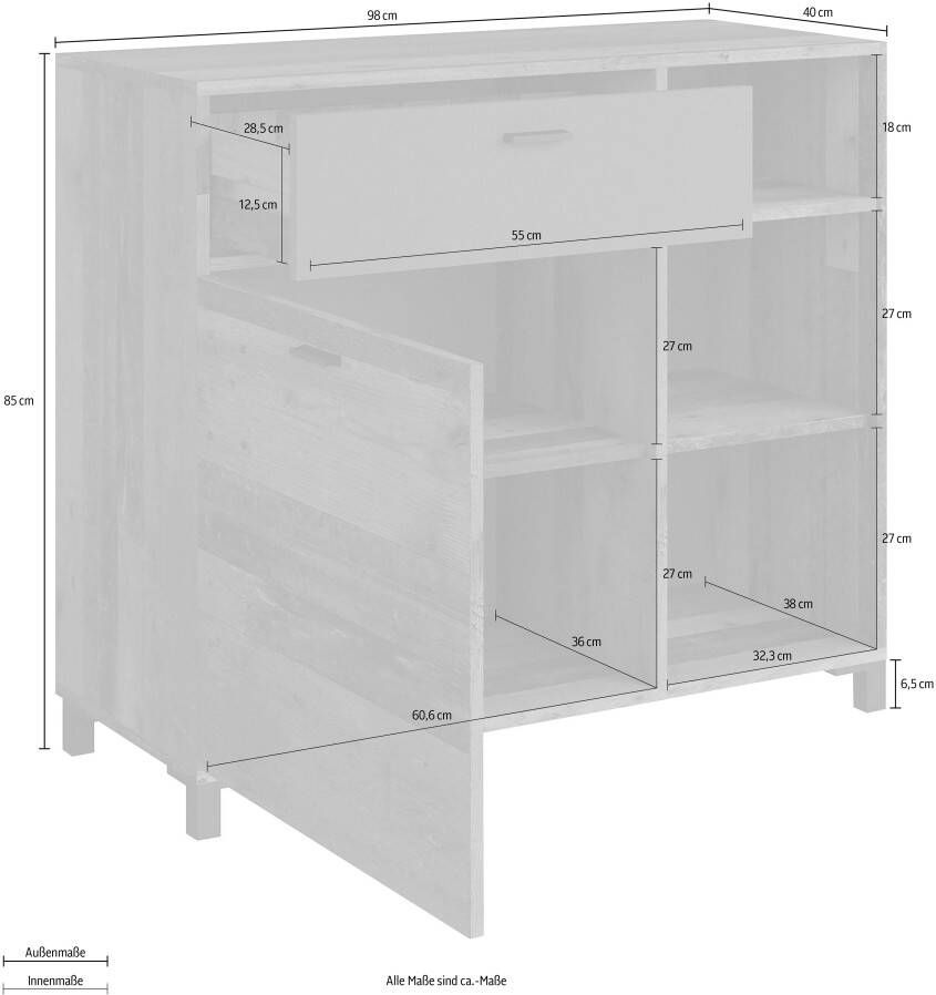 INOSIGN Dressoir Jackson Breedte 98 cm met open rek