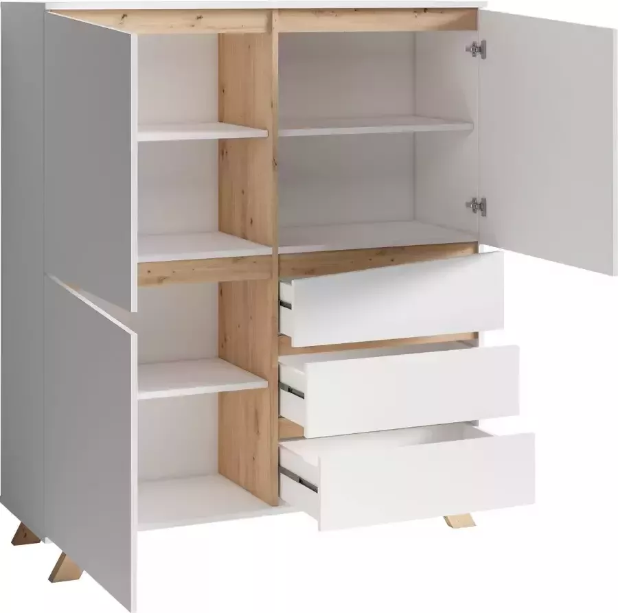 INOSIGN Highboard VALENTIN 3 lades en 3 deuren breedte 120 cm in modern scandi-design