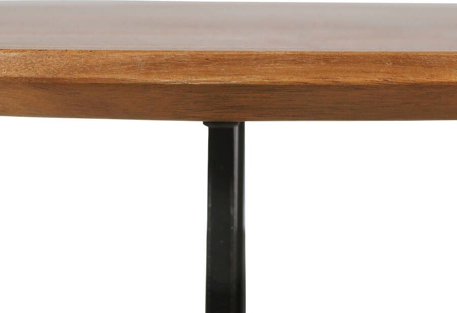 ByLIVING Salontafel Alina met massief acaciahout plaat en zwarte metalen frame rond 80 cm. - Foto 9