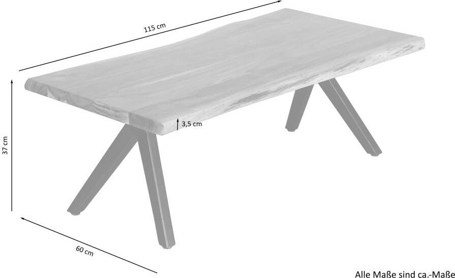 ByLIVING Salontafel Cheta van massief acaciahout 35 mm met natuurlijk schaaldeel breedte 115 cm - Foto 4