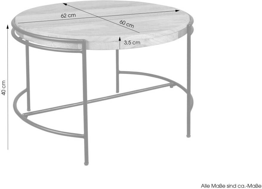 ByLIVING Salontafel Hanna massief mango tafelblad 35 mm en zwarte metalen poten rond 60 cm - Foto 10