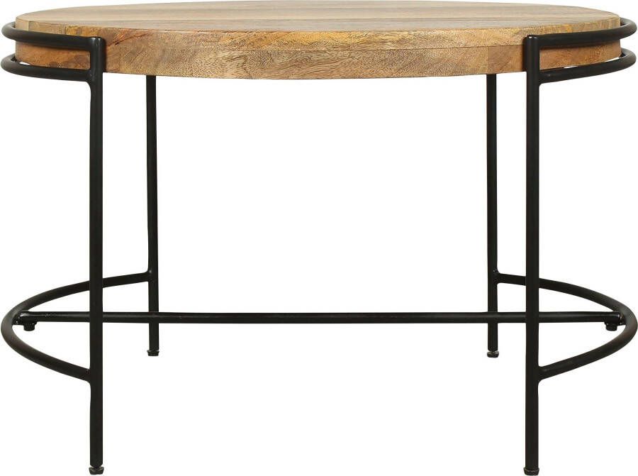 ByLIVING Salontafel Hanna massief mango tafelblad 35 mm en zwarte metalen poten rond 60 cm - Foto 9