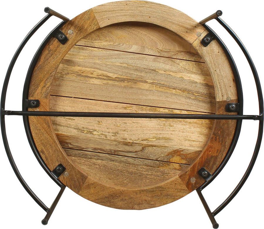 ByLIVING Salontafel Hanna massief mango tafelblad 35 mm en zwarte metalen poten rond 60 cm - Foto 4