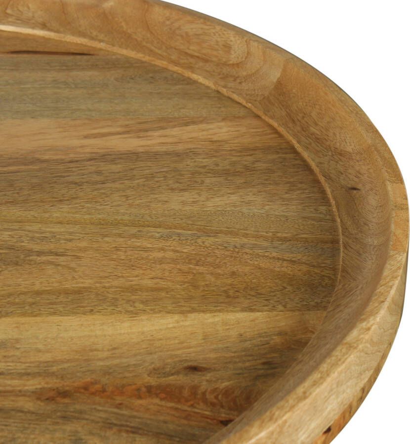 ByLIVING Salontafel Mila met massief mangohouten tafelblad en zwarte metalen poten rond 75 cm - Foto 3