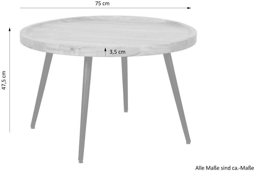 ByLIVING Salontafel Romy met massief acaciahout plaat en zwarte metalen frame rond 75 cm - Foto 6