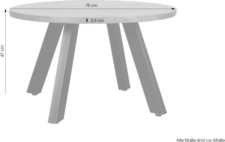 ByLIVING Salontafel Ulm met massief acaciahout plaat en zwarte metalen frame rond 75 cm. - Foto 10
