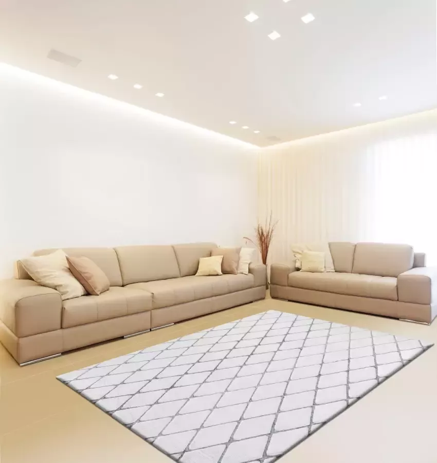 Calo-deluxe Vloerkleed Jardan-2000 bijzonder zacht door microvezel ruitdessin