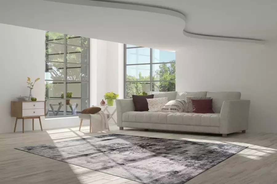 My home Vloerkleed Nelio Vintage-design used look korte pool vloerkleed met randdessin - Foto 4