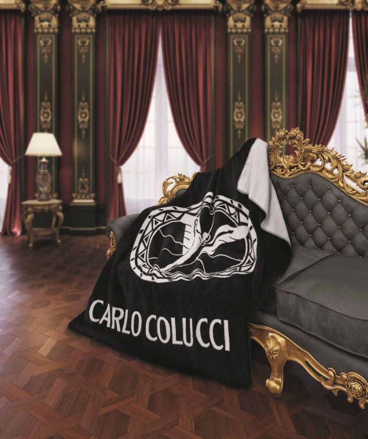 CARLO COLUCCI Deken Elisa Icarus-logo en logo-opschrift knuffeldeken