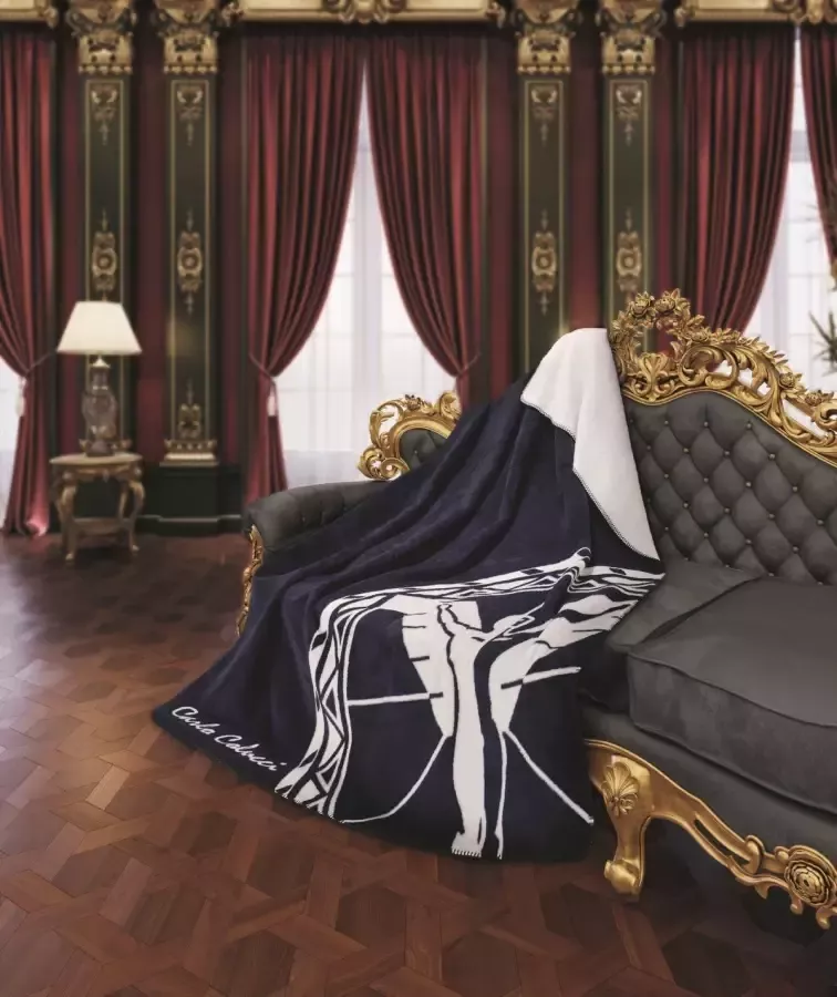 CARLO COLUCCI Deken Raphaela Icarus-logo en logo-opschrift knuffeldeken